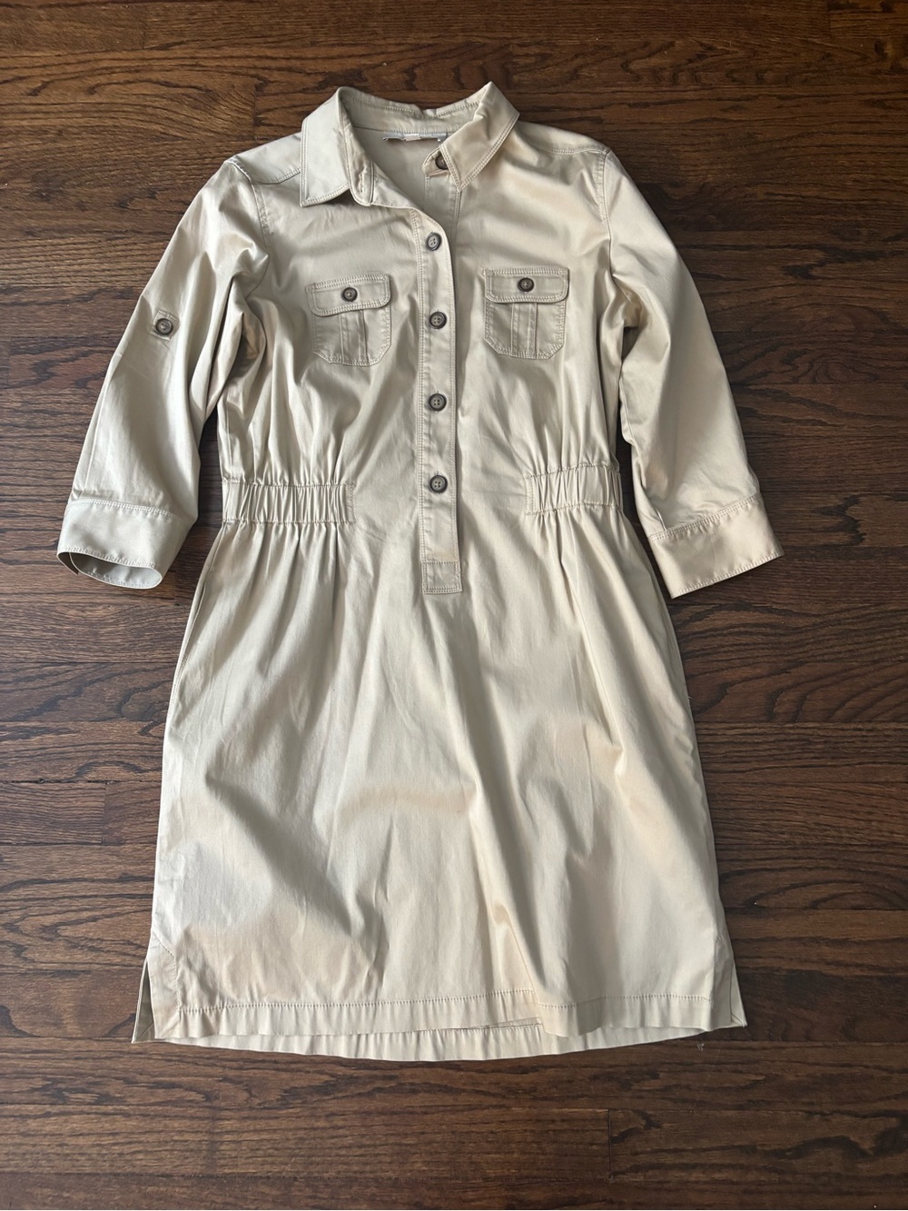 Loft‎ Khaki Cotton Dress Button Dress Medium